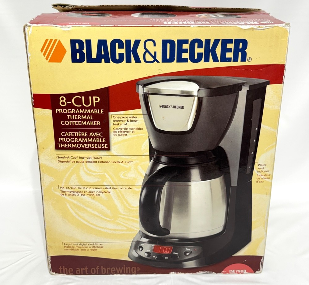 Black & Decker 8 Cup Programmable Thermal Carafe Coffee Maker Black & SS DE790B