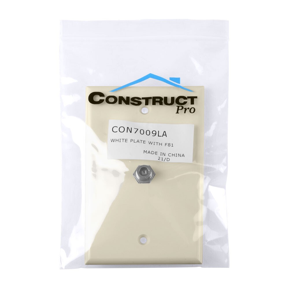 Construct Pro Wall Plate with Single F-81 Connector (Light Almond)