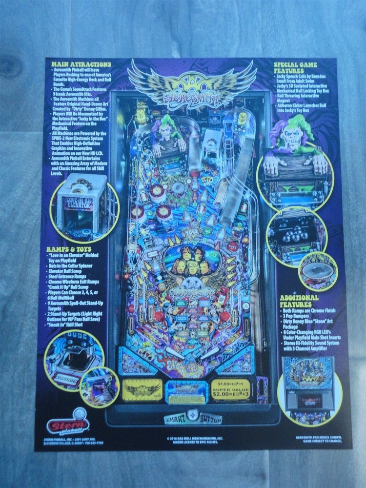 Aerosmith Stern Pinball Machine Flyer Pro Model Original