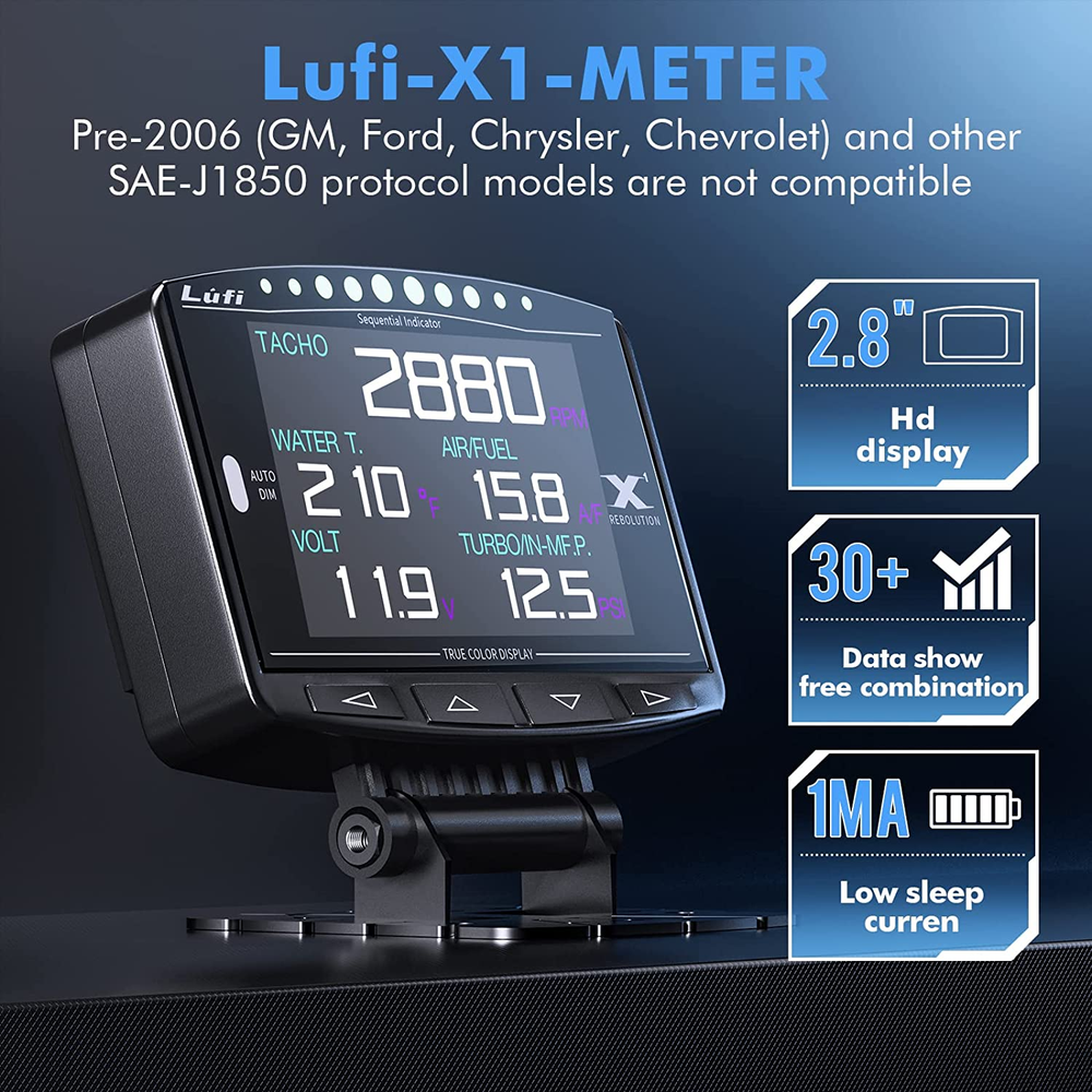 All-In-One Car HUD with Obd Scanner, Multi-ECU Data Combination Cluster