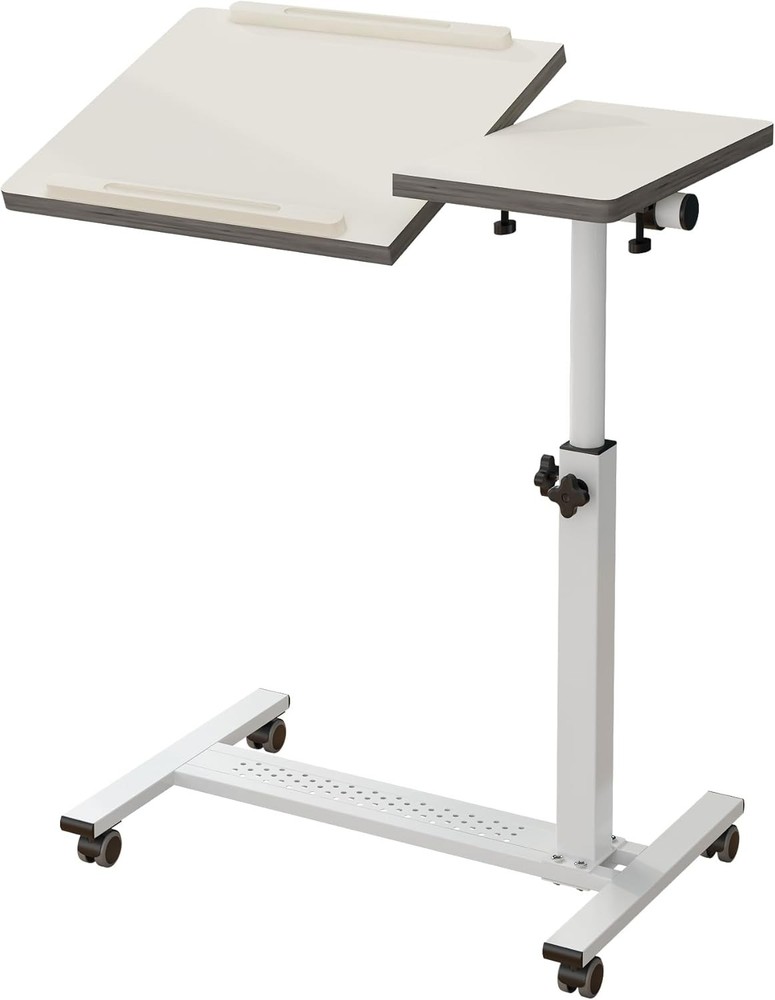 Over Bed Table W/ Wheels Adjustable Rolling Laptop Table Overbed Desk