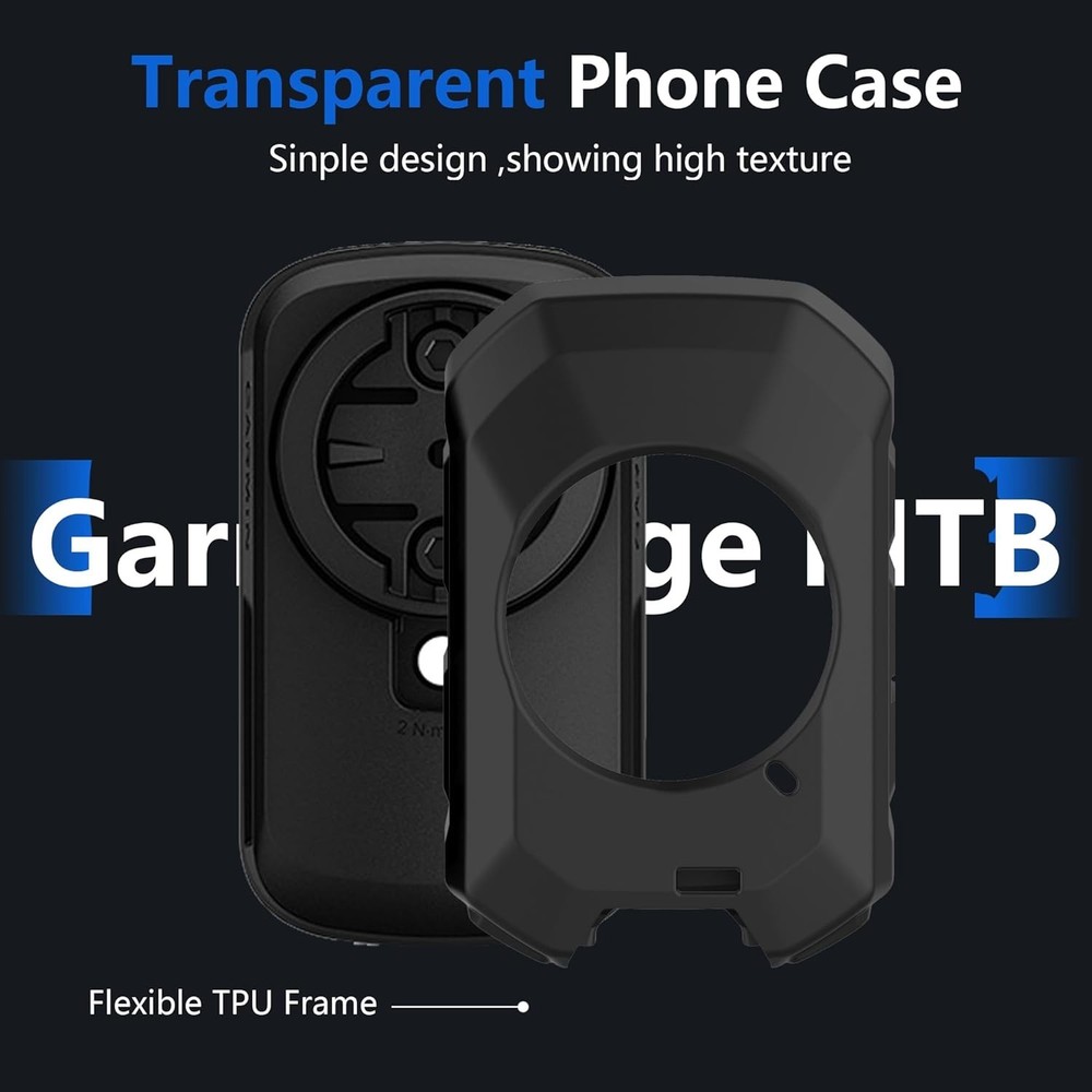 Essential Black Silicone Case with Screen Protector for Garmin Edge MTB - 2 Pack