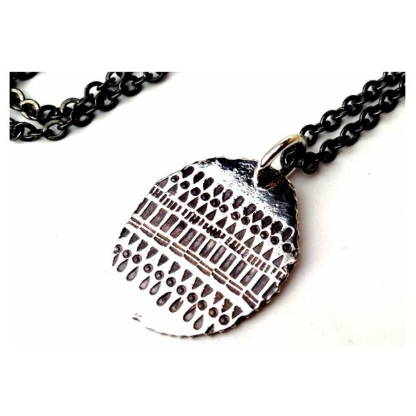 VIVIFY Silver Pattern Plate Drop Pendant Top (No Chain)