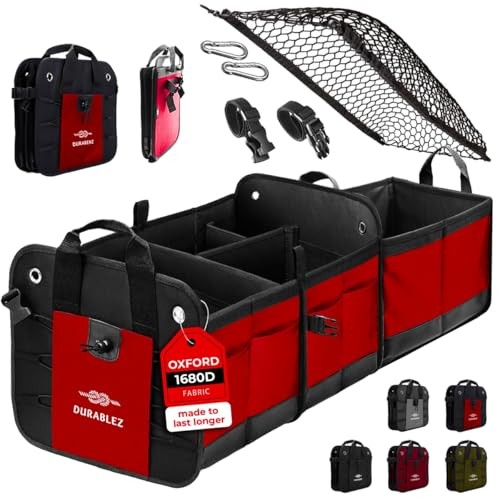 XL Trunk Organizer 3-Section Modular – Extra Large Car Storage 3-section XL red