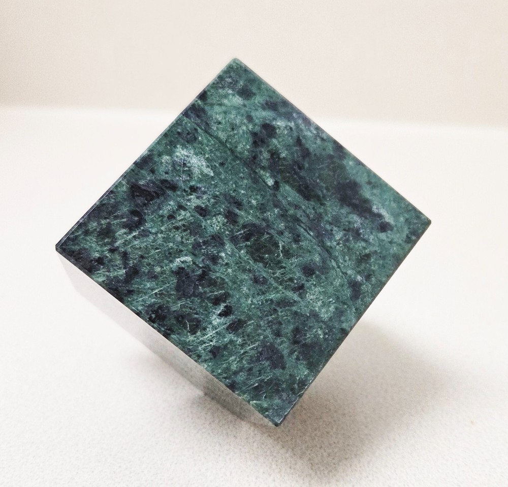 2-Inch Green Marble Diamond Cube - Glossy Polished - Truncated Corner