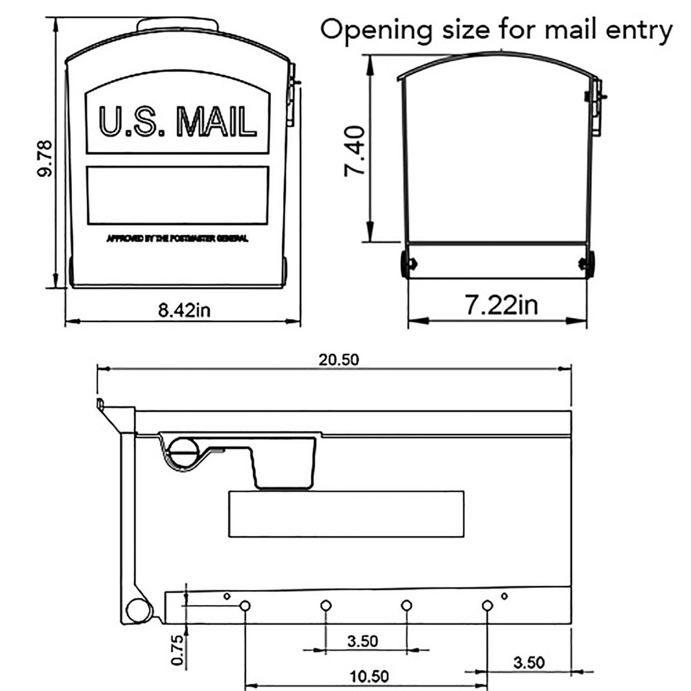 NIB 100% Architectural Mailboxes Patriot Black Plastic Medium Post-Mount Mailbox