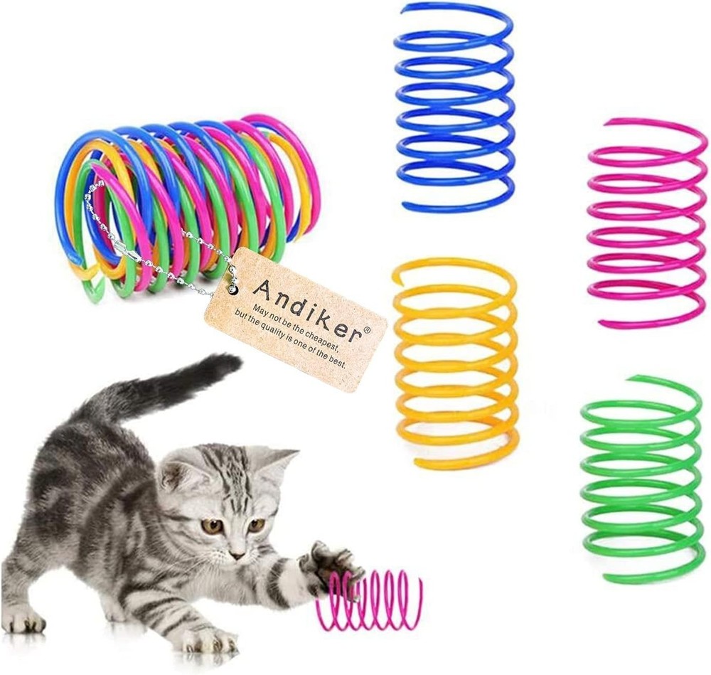 Durable Multi-Colored Cat Spiral Springs - Interactive Play for All Cat Breeds