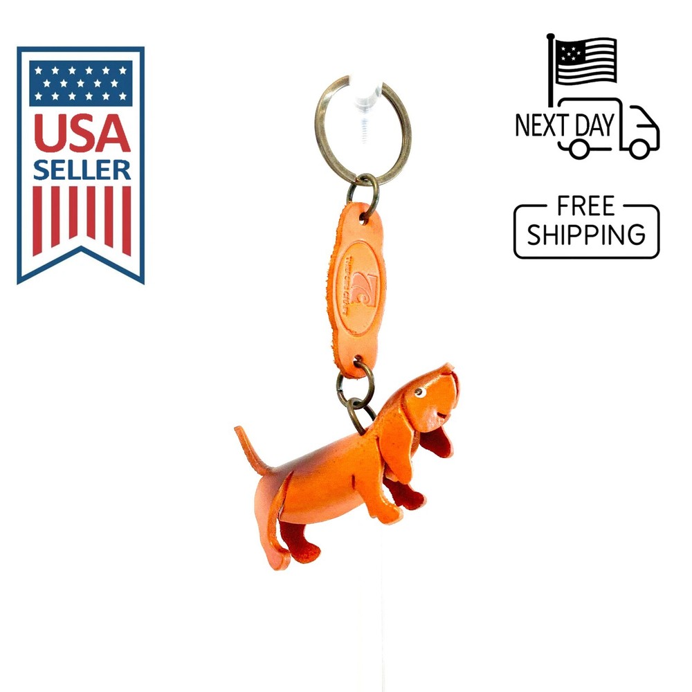 Basset Hound Handmade Leather Keyring