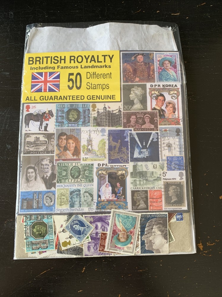 STAMP COLLECTION 50 DIFFERENT BRITISH ROYALTY STAMPS MINT UNUSED