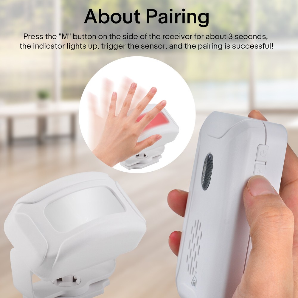 918ft Long Range Driveway Alarms Waterproof Wireless Motion Sensor with 2 Sensor