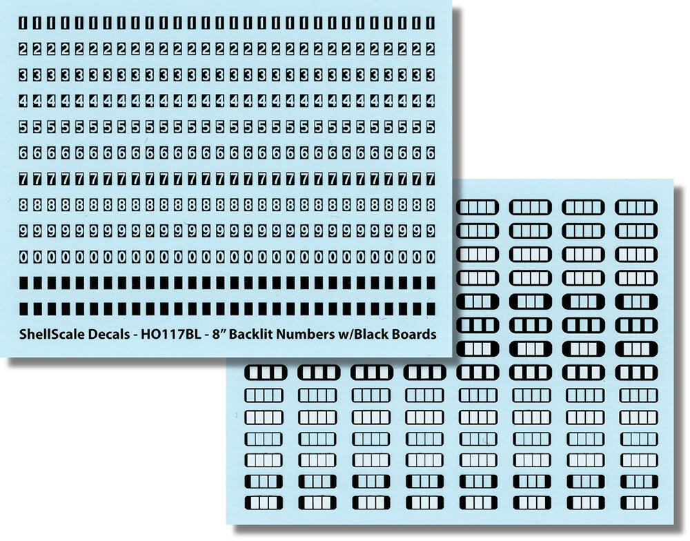 EMD/GE HO117BL Backlit Number Board Decals ShellScale Decals