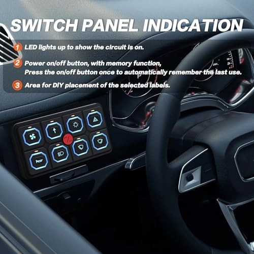 RGB 8 Gang Dimmable LED Switch Panel Toggle Multicolored 8 Gang Square button