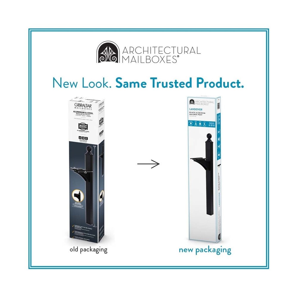 Architectural Mailboxes Landover Aluminum Mailbox Post, Black