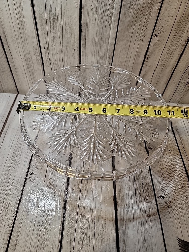 Vintage Fostoria Leaf Pattern Round Cake Pie Stand