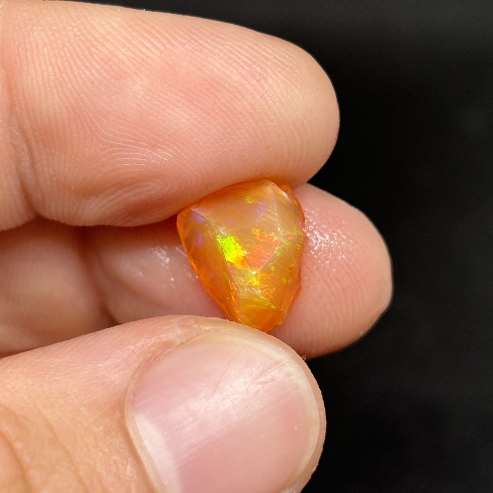 Top Tier Mexican Fire Opal Cutter With Broad Rainbow Color Flashes