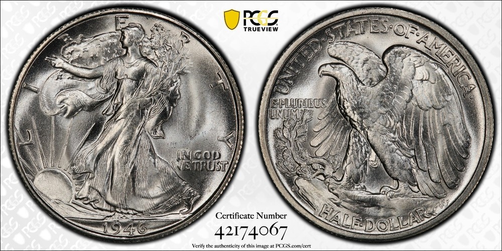 1946-S 50c Walking Liberty Half Dollar PCGS MS67