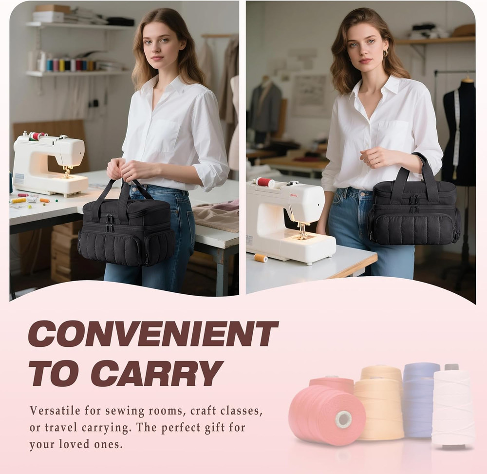 Puffer Sewing Organizer Bag, Large Capacity with Multiple Pockets and Detachable