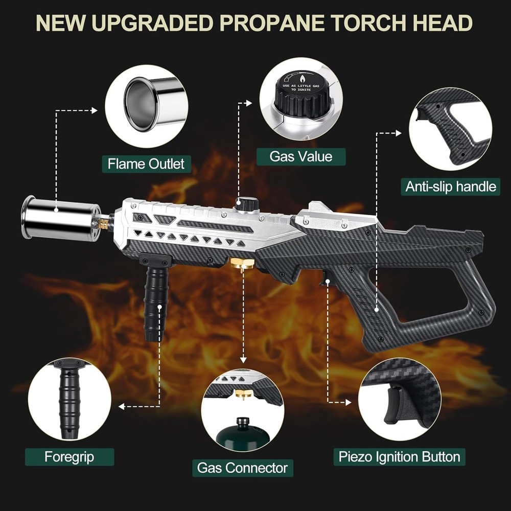 Semlos Propane Torch Head, Powerful Flame Thrower Gun, Adjustable Charcoal Li...