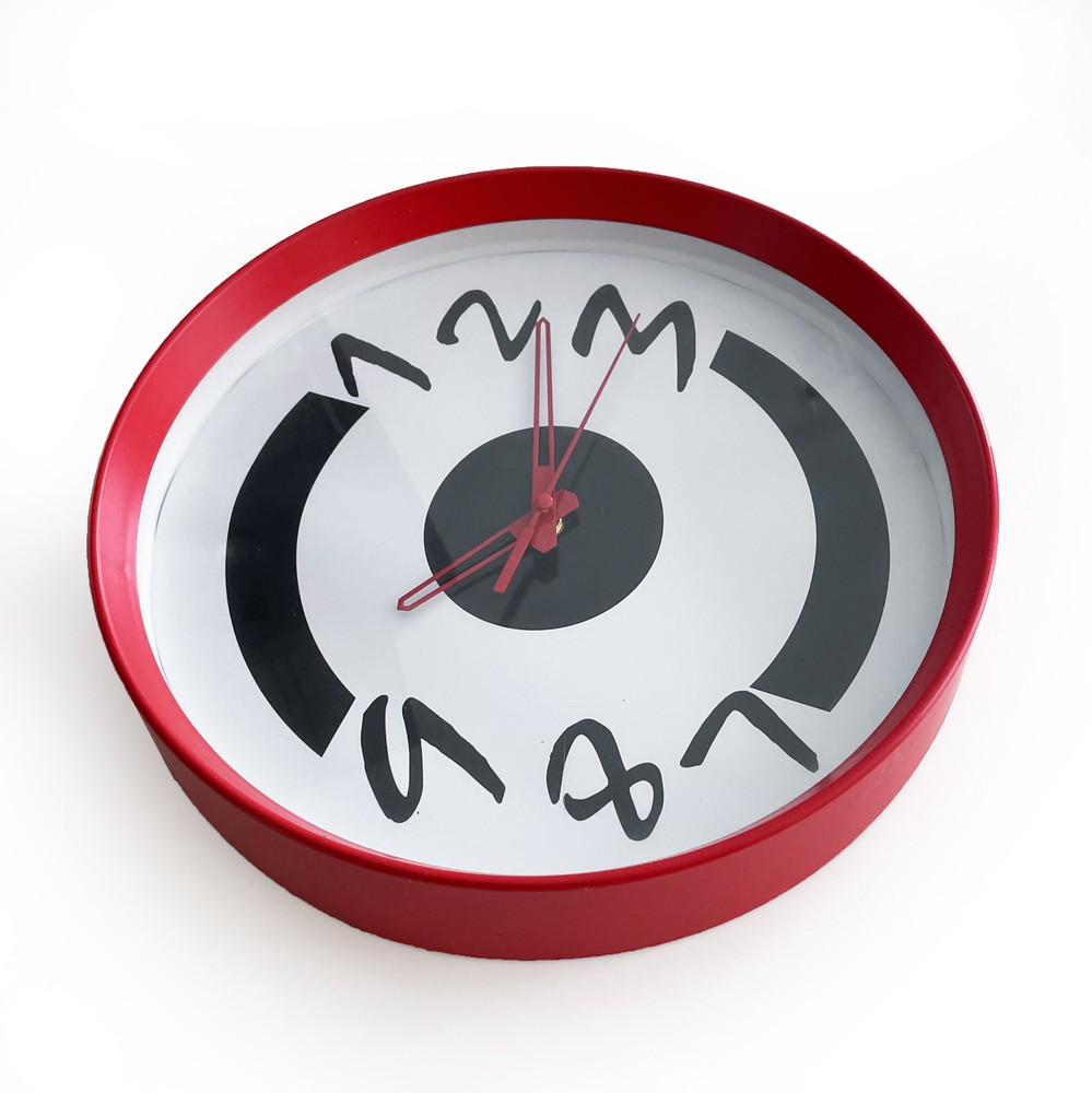 1980s Postmodern Red Wall Clock