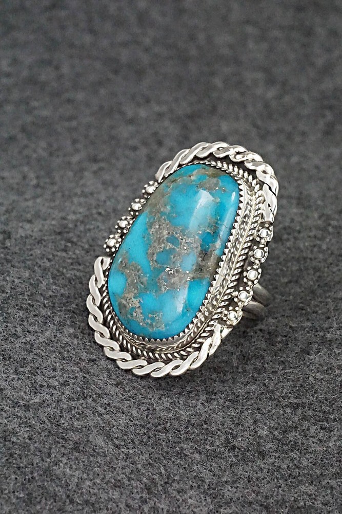 Turquoise & Sterling Silver Ring - Leslie Nez - Size 9.75