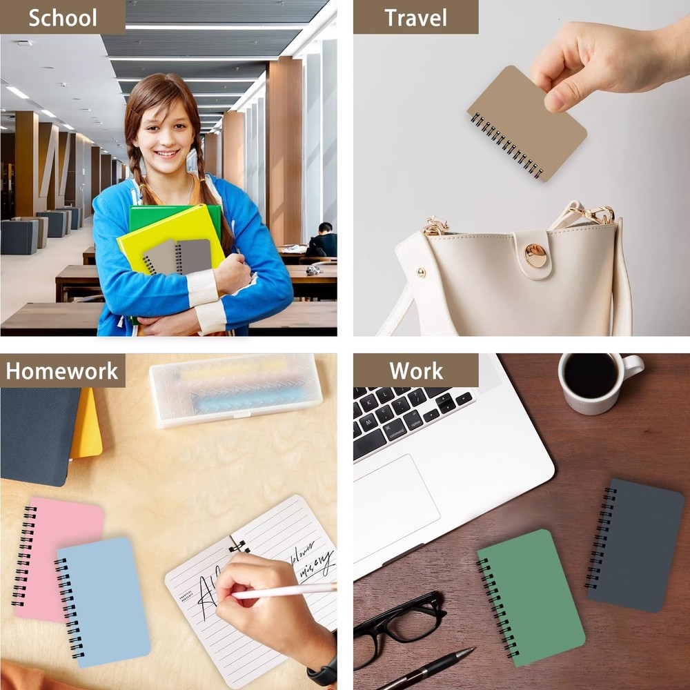 6 Pack Spiral Pocket Notebook Mini Journal Small Notebook for Home Office School