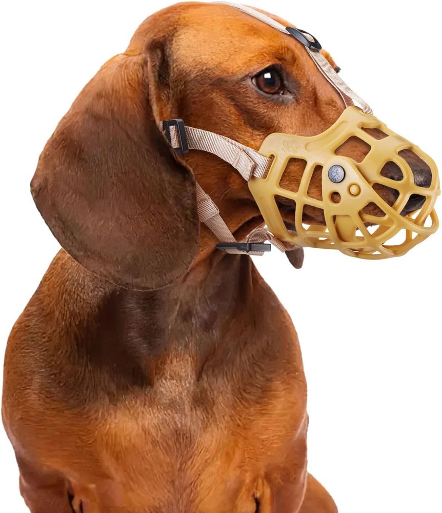 Dog Muzzle Adjustable Dog Basket Muzzle W/ Movable Cover to Prevent Biting
