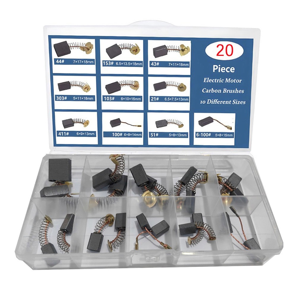 20Pcs 10 Sizes Electric Motor Carbon Brushes Replacement For Power Tool E#