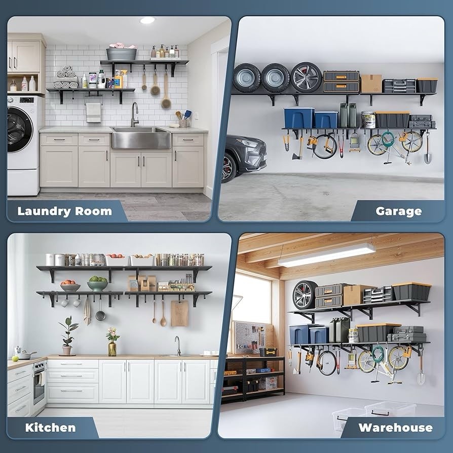 2-Pack 1.5x4ft Garage Shelving Wall Mounted