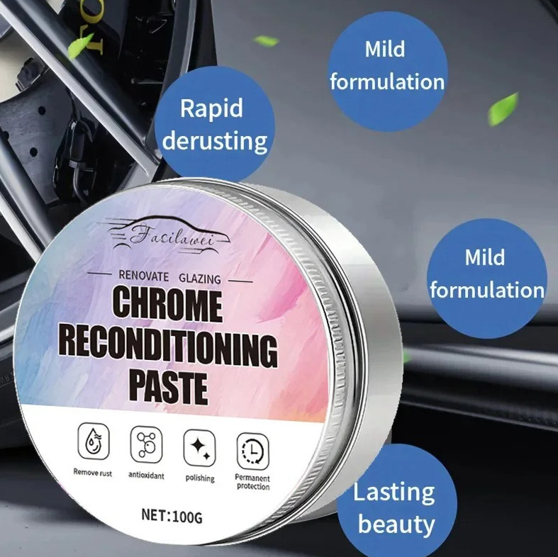 1pc Chrome Restoration Paste Oxidation Remover for Trim & Emblems with Sponge