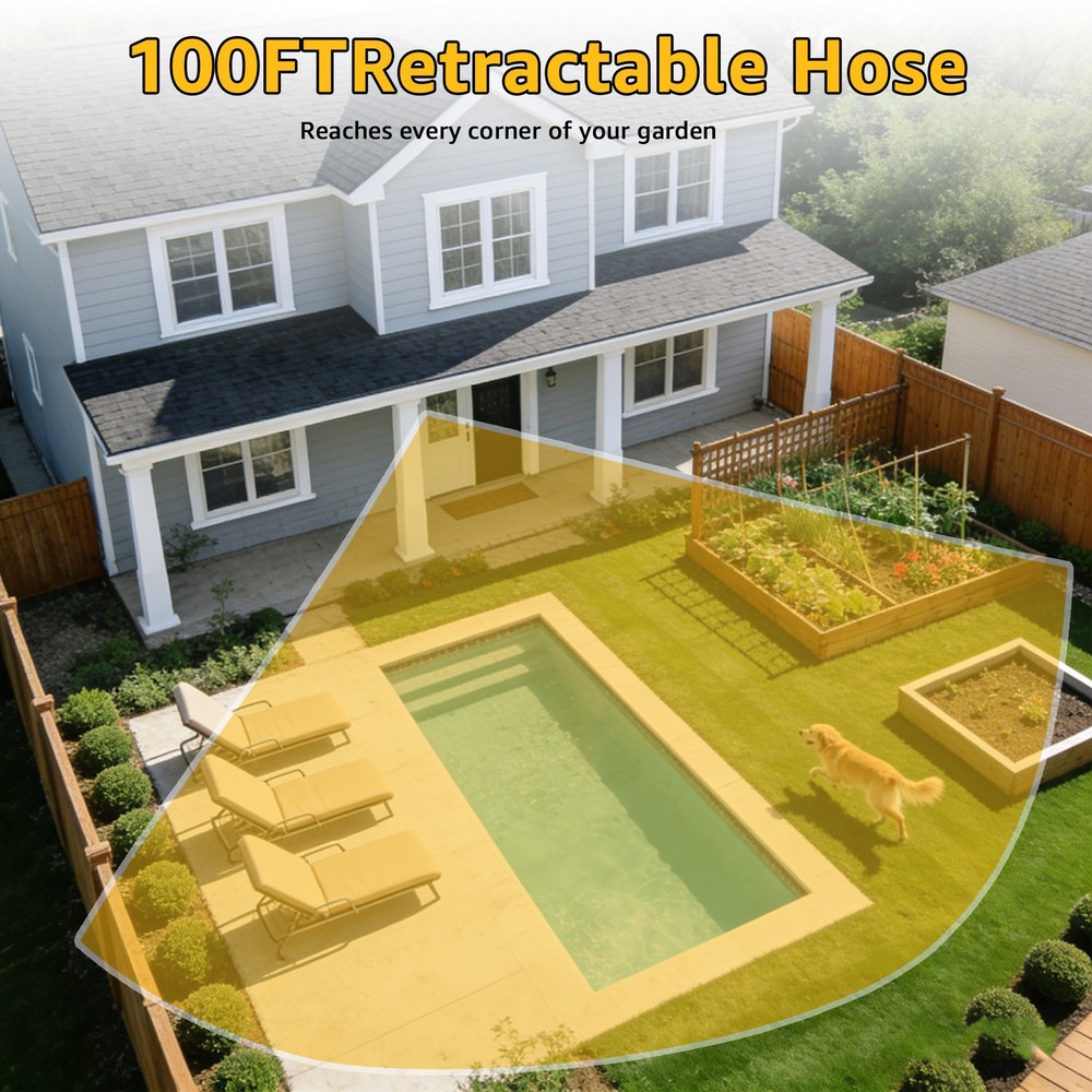 Retractable Wall-Mounted Garden Hose Reel 1/2 inx100 ft