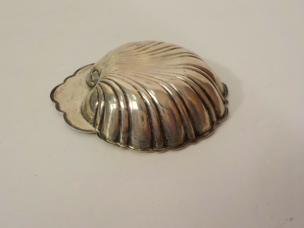 Sterling Silver Embossed Shell Shaped Nut Dish, No Monograms