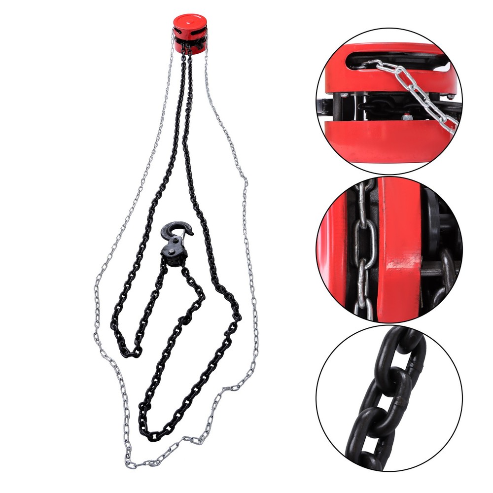 3 Ton/6600LBS Chain Hoist Puller Block Fall 10FT Lifting Chain w/ Hooks