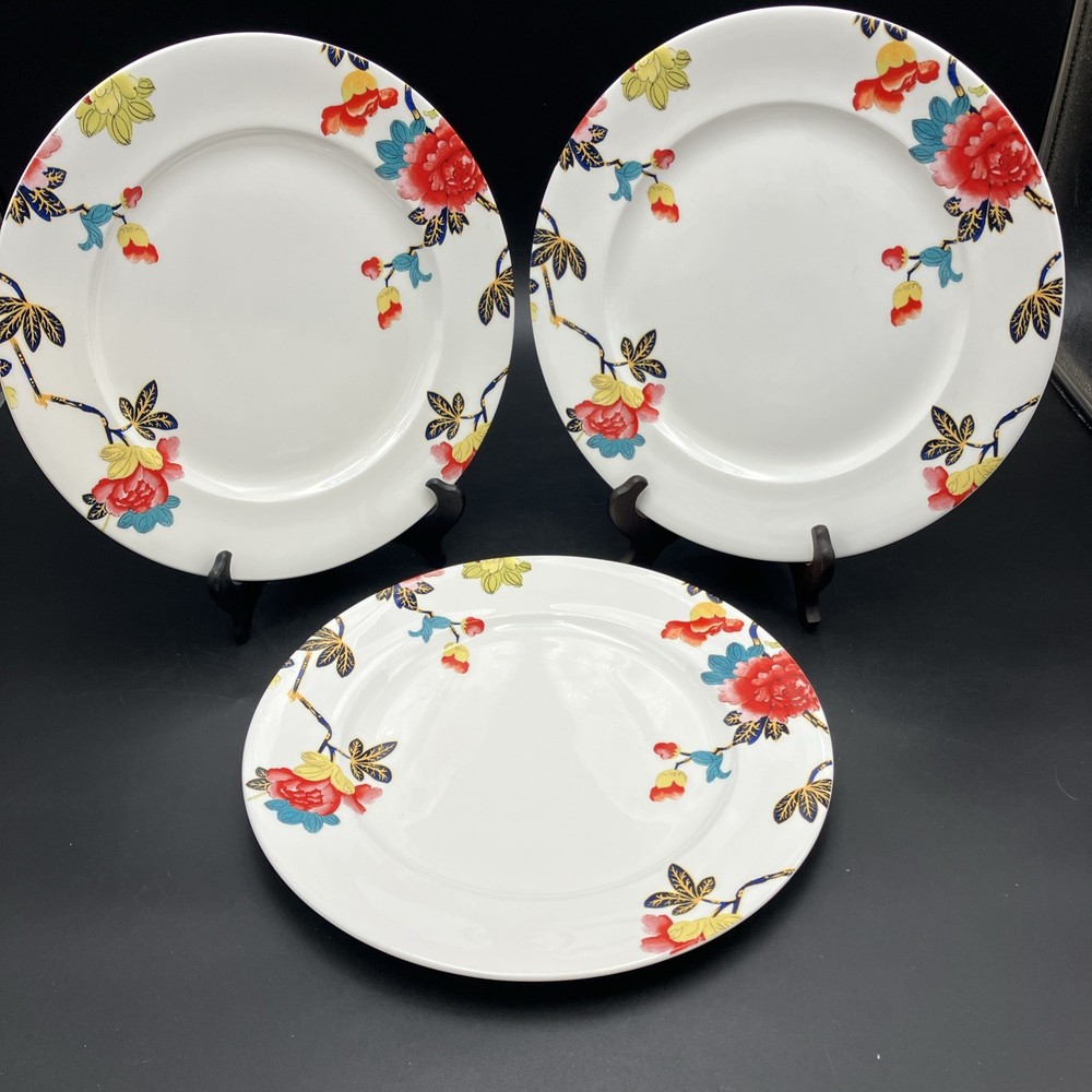 THREE SPODE DINNER PLATES ISABELLA MULTICOLOR FLORAL 11”