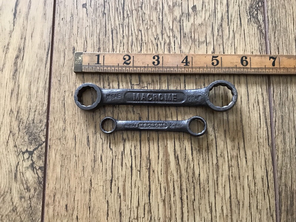 2 Vintage Macrome Short Ring Spanners AF.