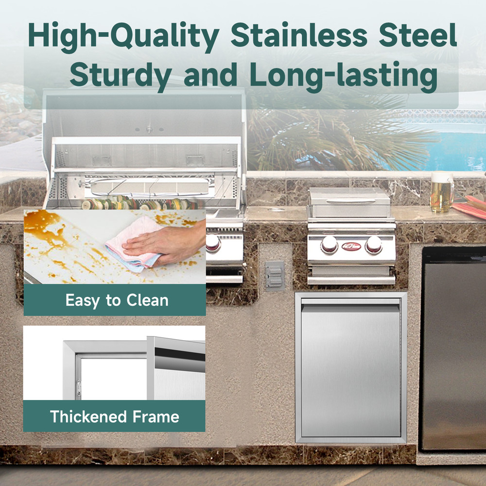 Mul-size-Outdoor Kitchen Doors with Horizontal Handle Stainless Flush Mount Door