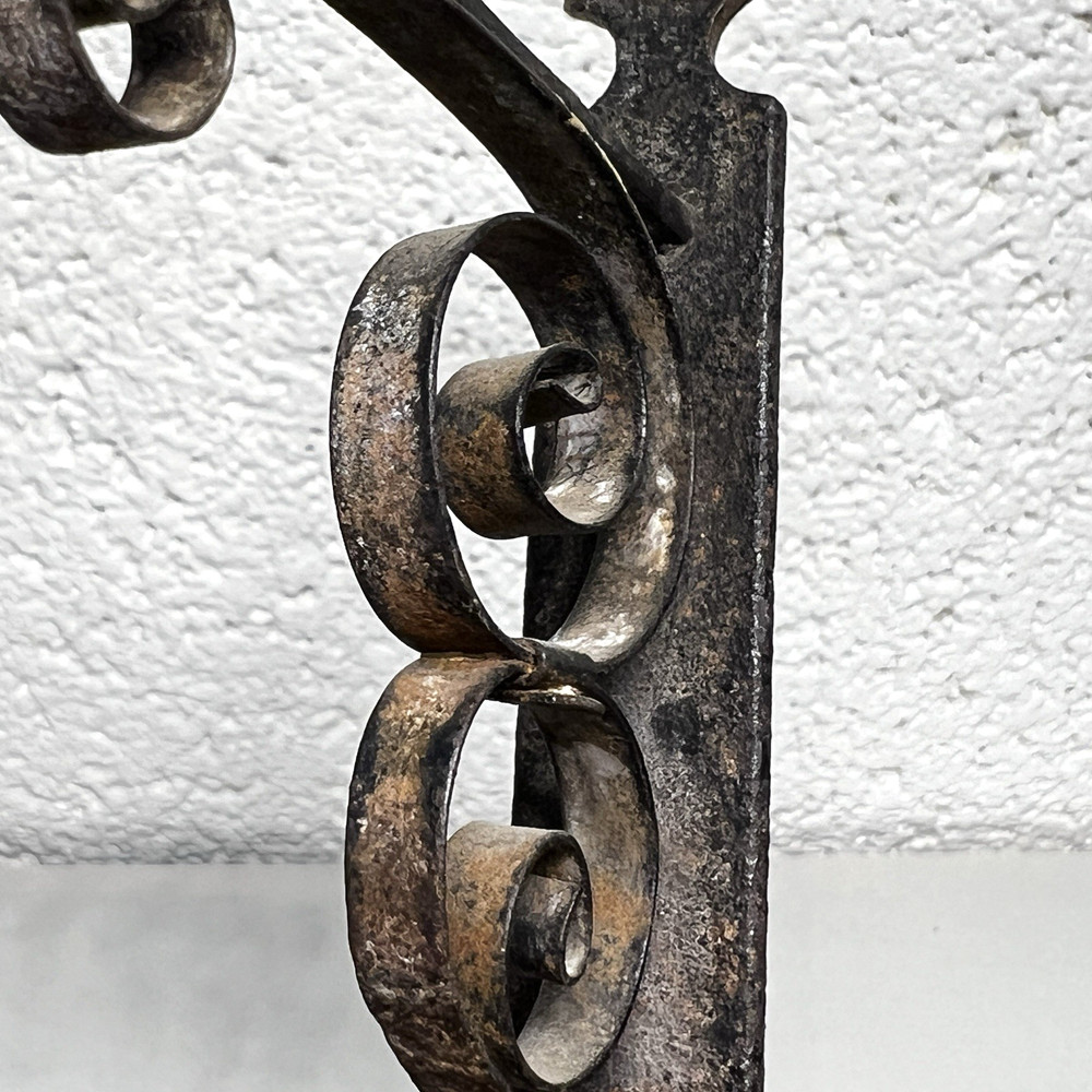 Victorian Cast Iron Wrought Scroll Bracket Wall Hanger Hook Black Single Small