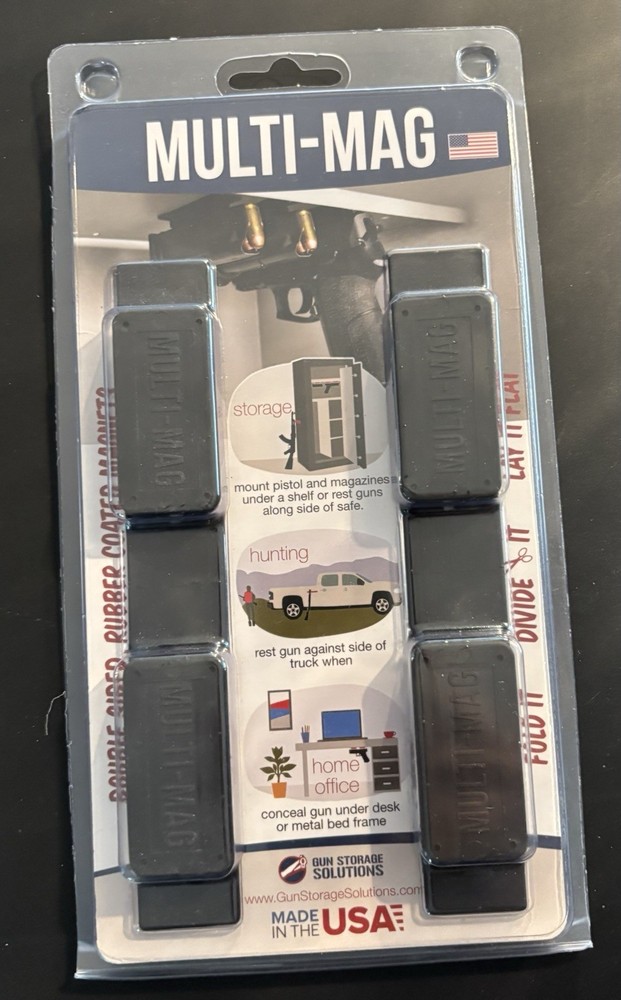Gun Storage Solutions Multi-Mags Double Magnet Strip for Semi-Auto Storage Black