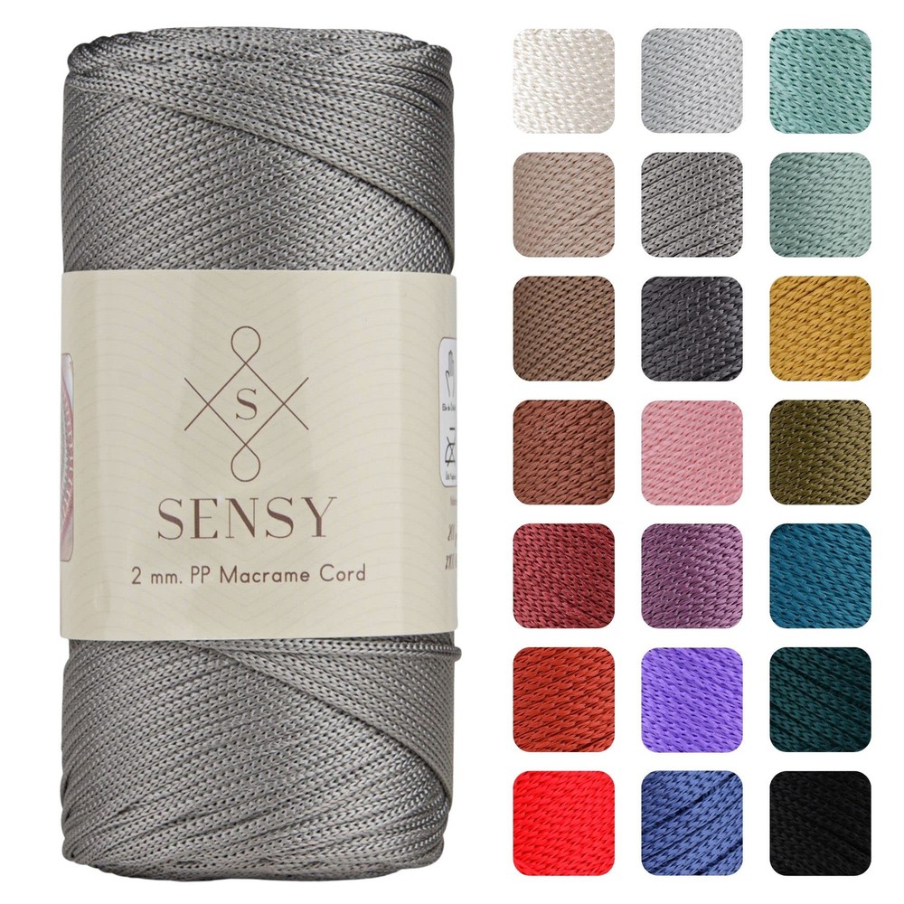 Sensy Premium 2mm 251 Yards Polyester Rope Polypropylene Macrame Cord Grey