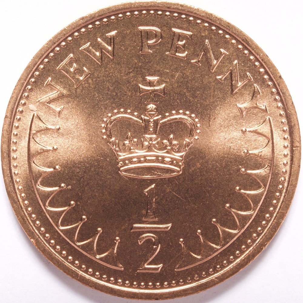 1971 Great Britain 1/2P New Half Penny BU Roll Red
