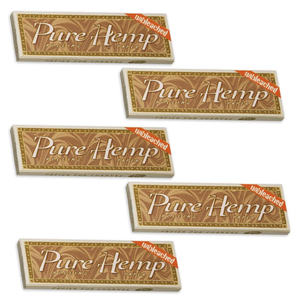Pure Hemp Rolling Paper Unbleached Medium 1 1/4 Size (5 Booklets)