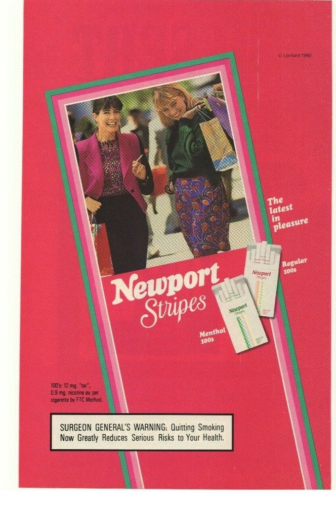 1990 Newport Stripes Cigarette Advertisement