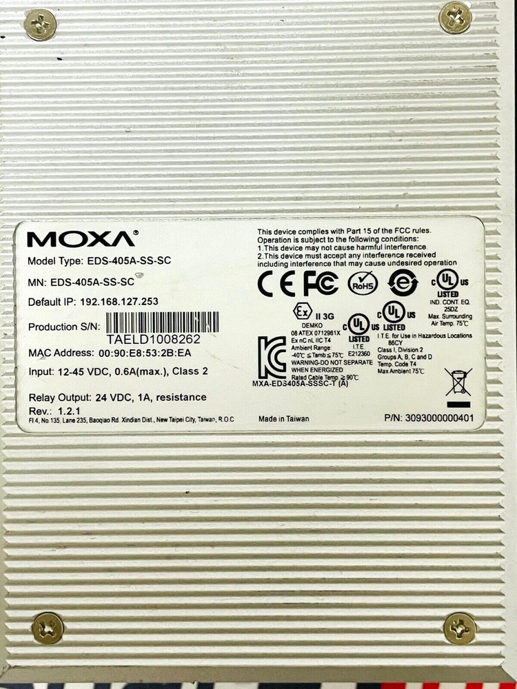 MOXA EDS-405A-SS-SC Ethernet Switch