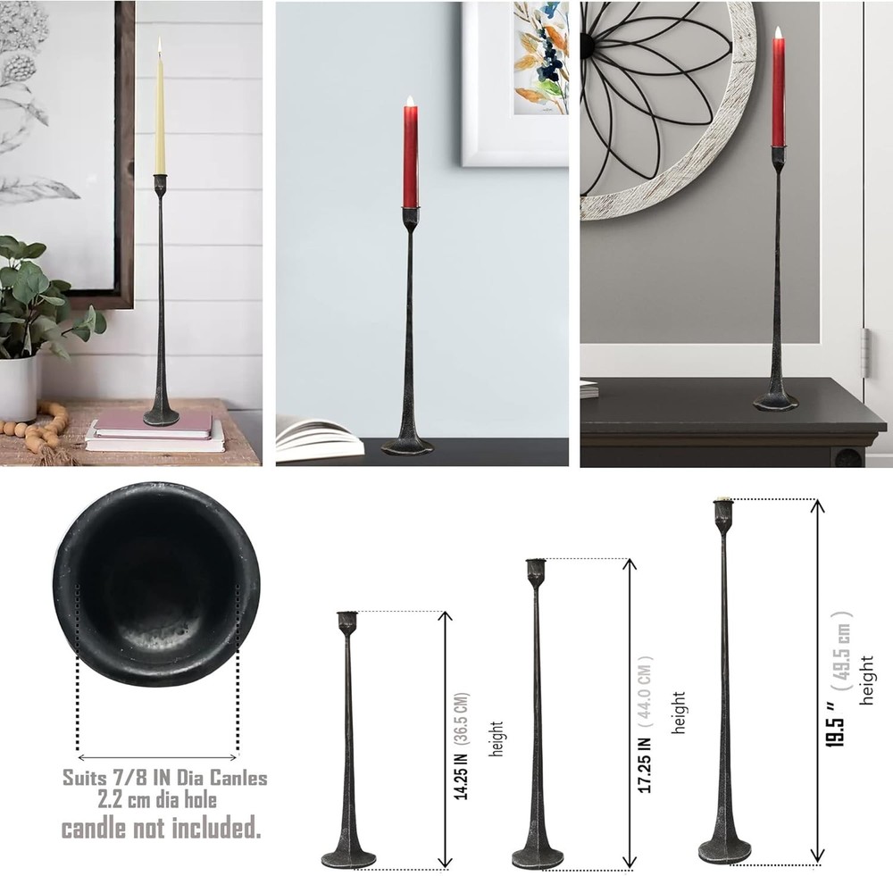 Sturdy Black Candle Holders Set - Wedding Decor
