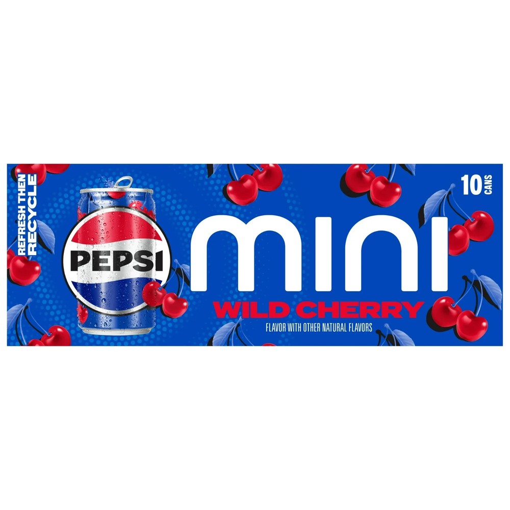 Pepsi Soda Wild Cherry 7.5 fl oz, 10 Pack Mini Cans