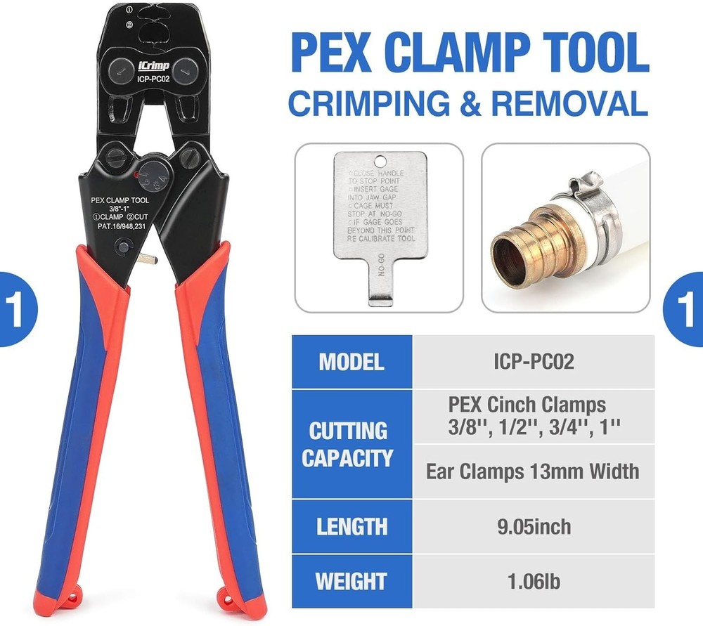 Professional PEX Clamp Crimping & Cutting Kit