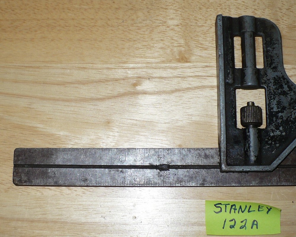 Vintage Stanley 122A Combination Square w/ Bubble Level