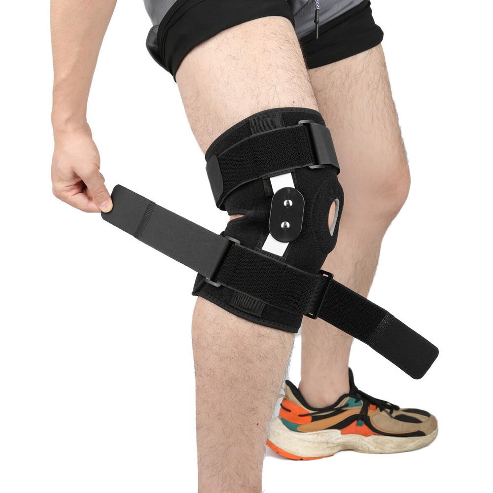 Hinged Knee Brace Compression Sleeve Open Patella Stabilizer Joint Support Wrap