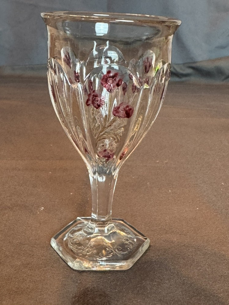 Antique EAPG Pattern Glass Cranberry Flowers 4.75"