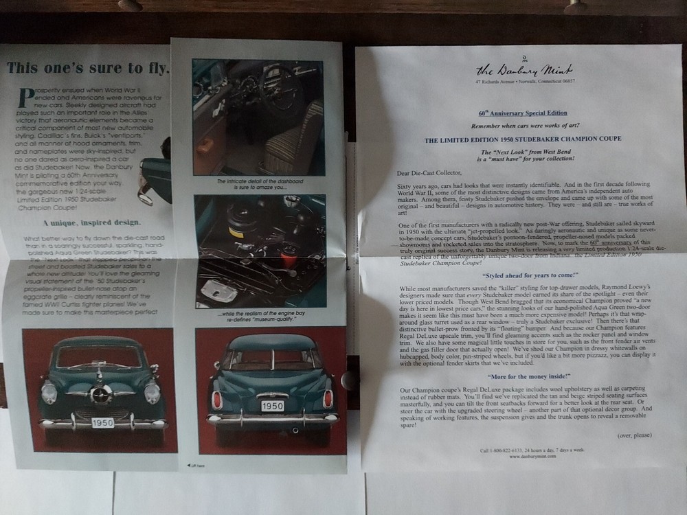 Danbury Mint 1950 Studebaker Champion Coupe 60th Anniversary Brochure Mailer