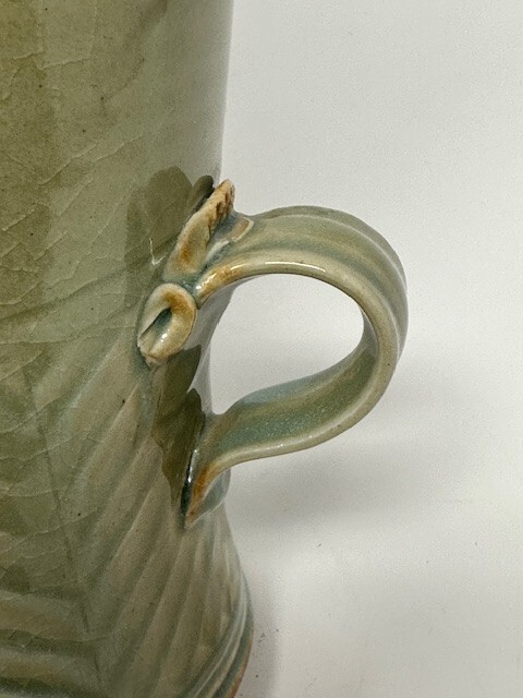 Studio Art Pottery Pitcher Green And Brown Glazed Water Pitcher
